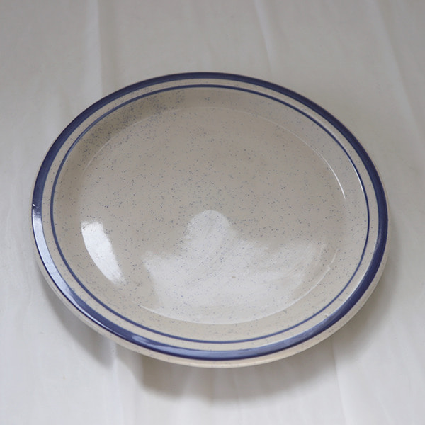 MGG 블루 라인 오트밀 원형 접시 1p 도자기